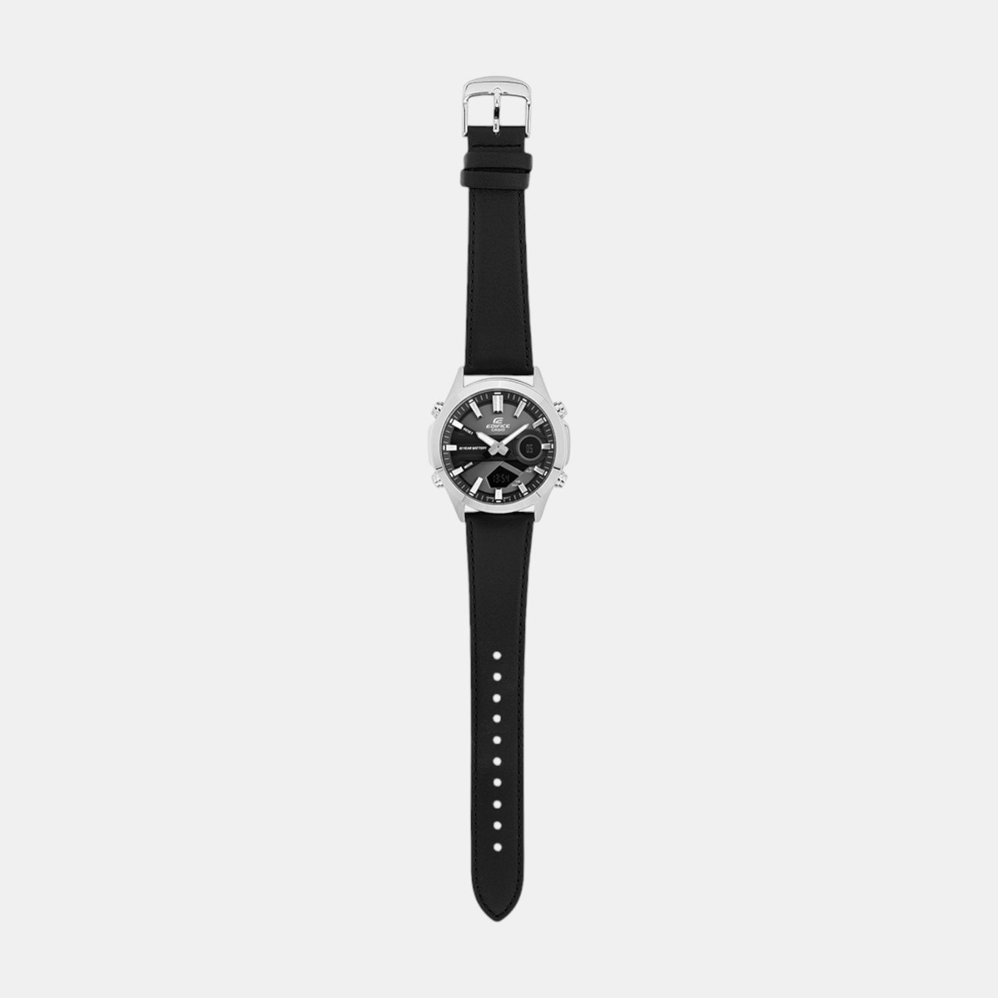 Edifice Men Quartz Black Dial Analog-Digital Leather Watch ED627