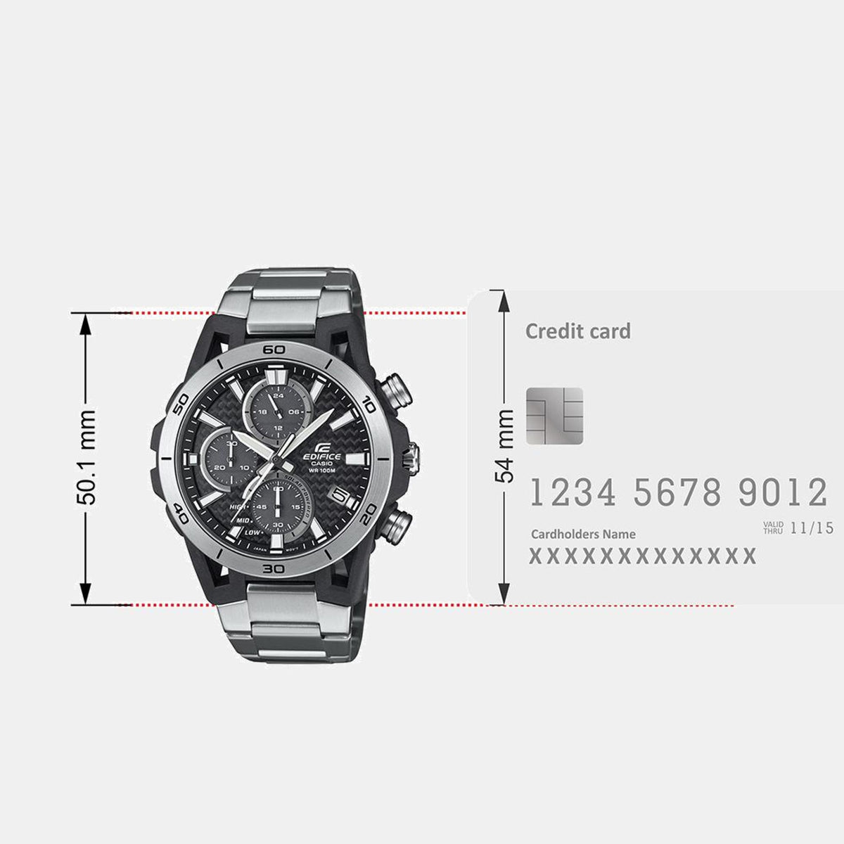 Edifice Men Quartz Silver Dial Chronograph Stainless Steel Watch ED628
