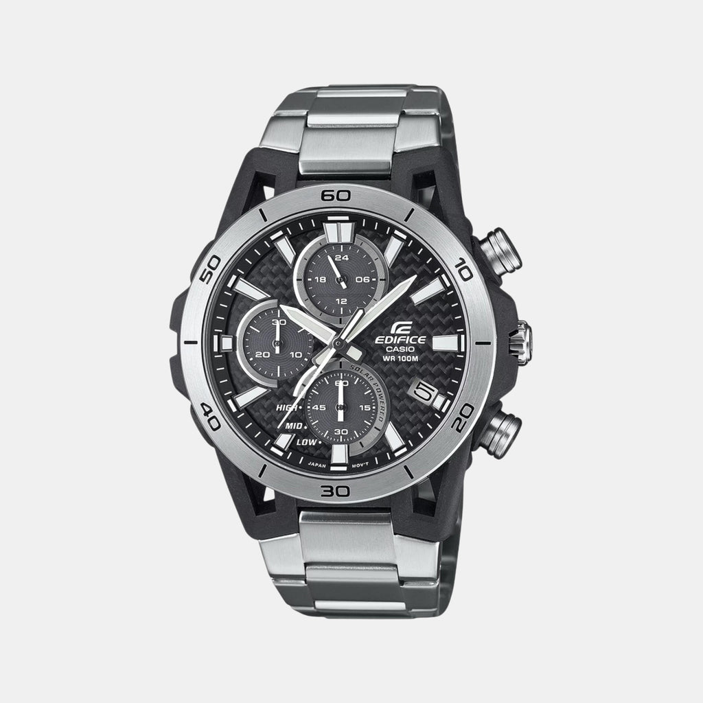Edifice Men Quartz Silver Dial Chronograph Stainless Steel Watch ED628