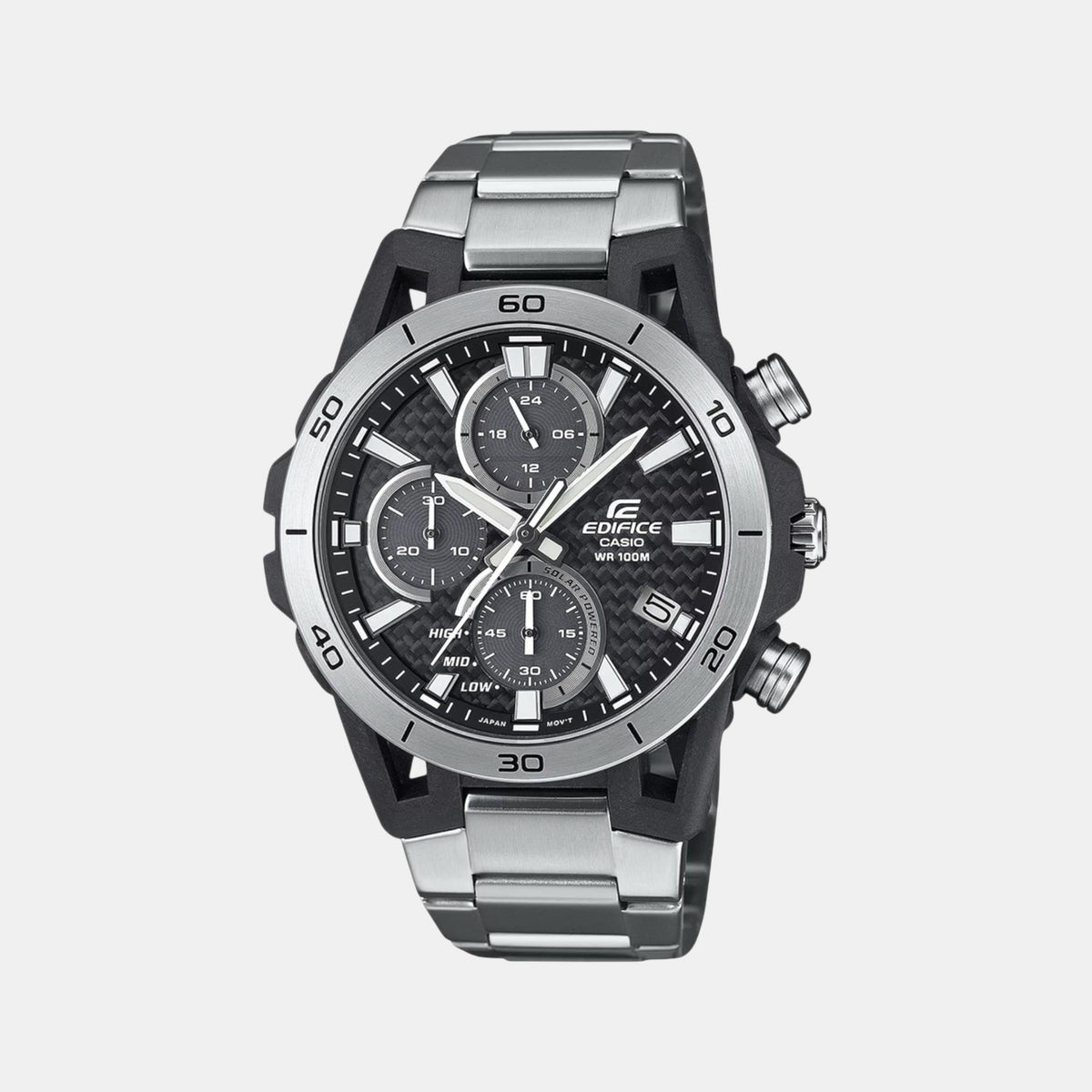 Edifice Men Quartz Silver Dial Chronograph Stainless Steel Watch ED628