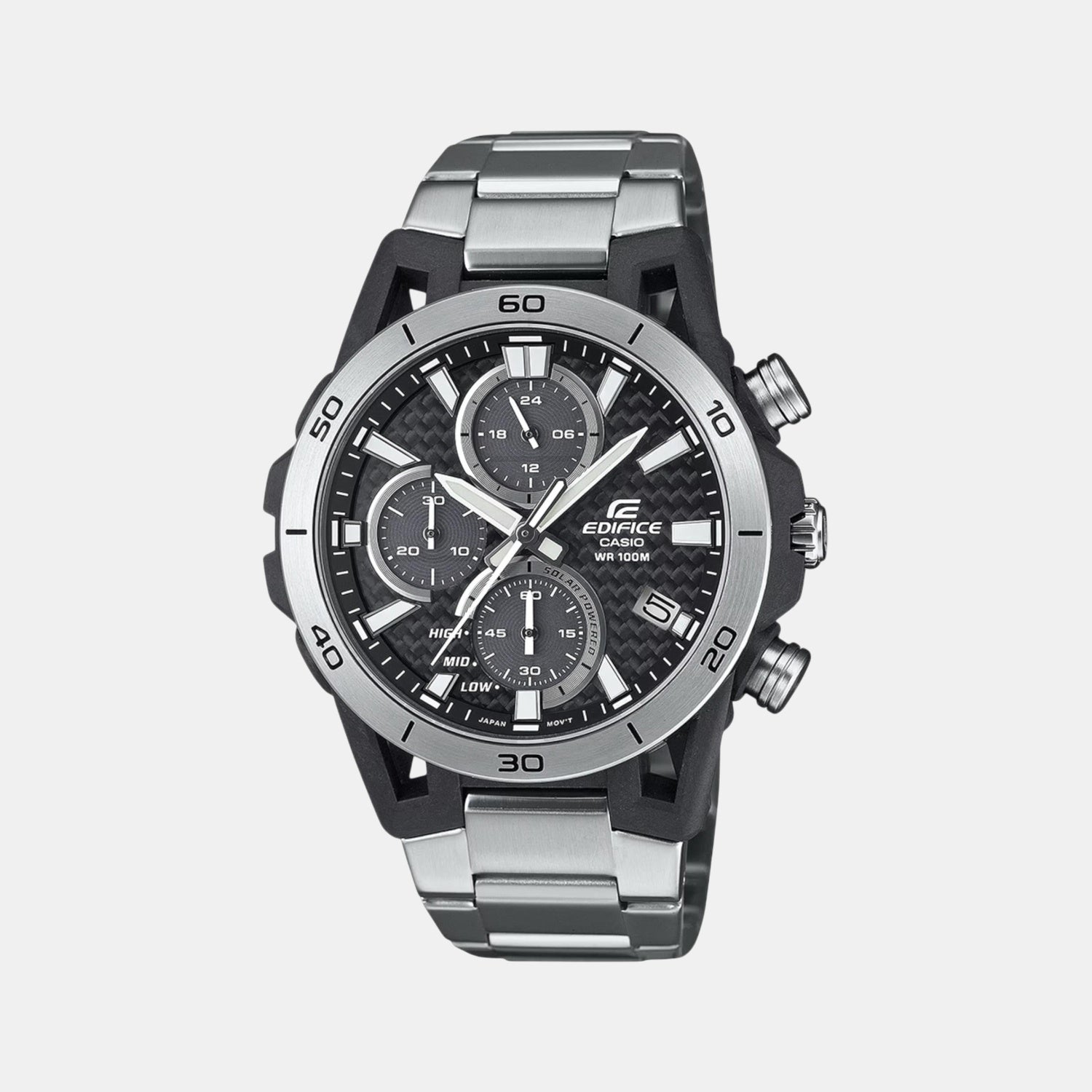 Edifice Men Quartz Silver Dial Chronograph Stainless Steel Watch ED628