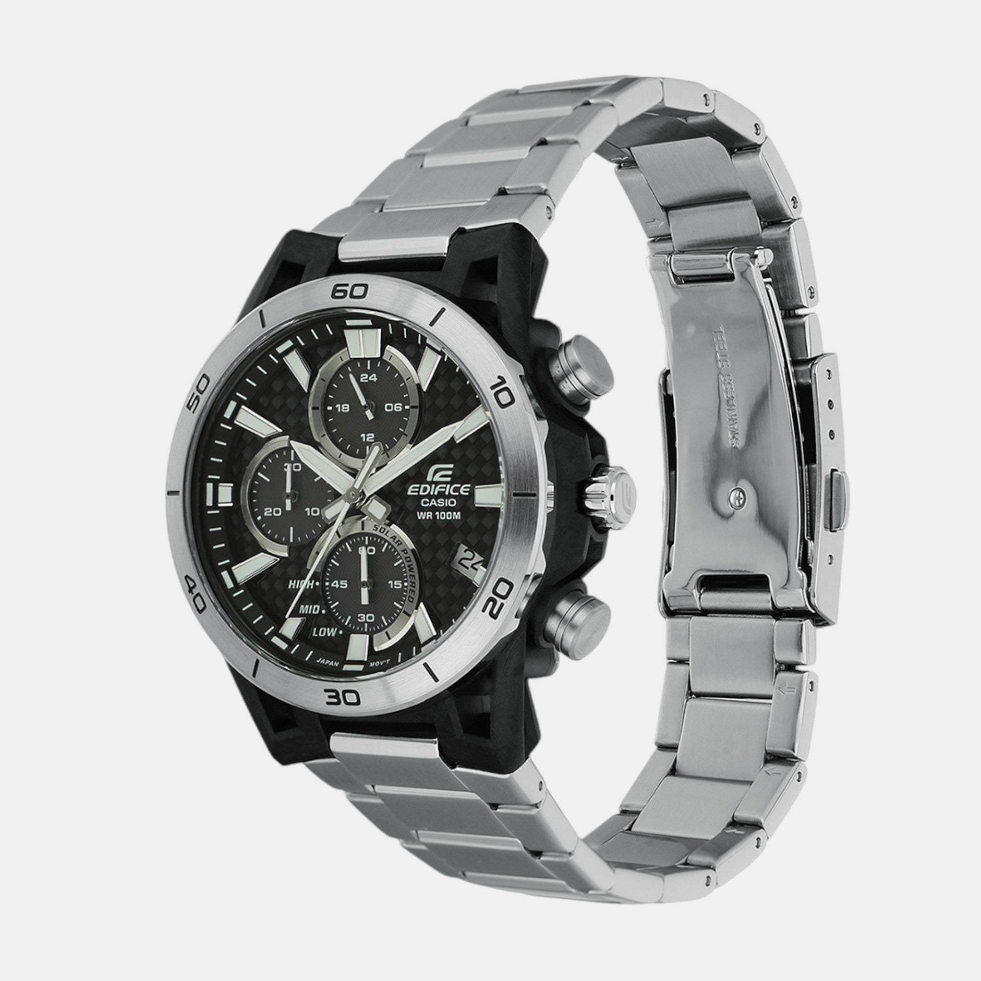 Edifice Men Quartz Silver Dial Chronograph Stainless Steel Watch ED628