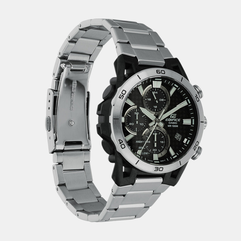 Edifice Men Quartz Silver Dial Chronograph Stainless Steel Watch ED628