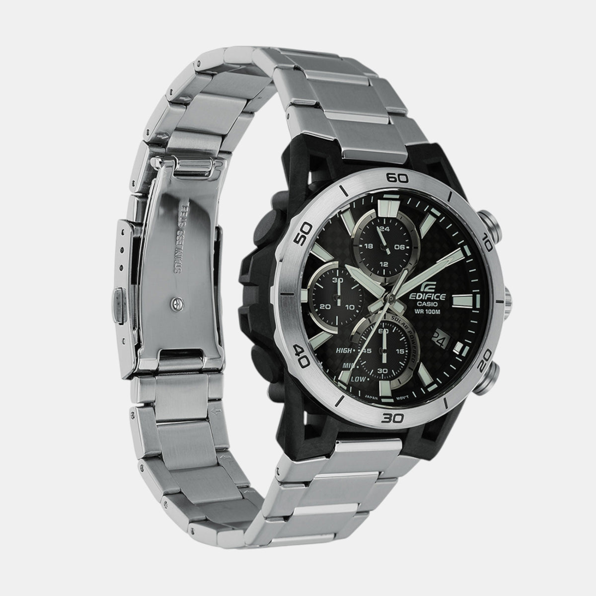 Edifice Men Quartz Silver Dial Chronograph Stainless Steel Watch ED628
