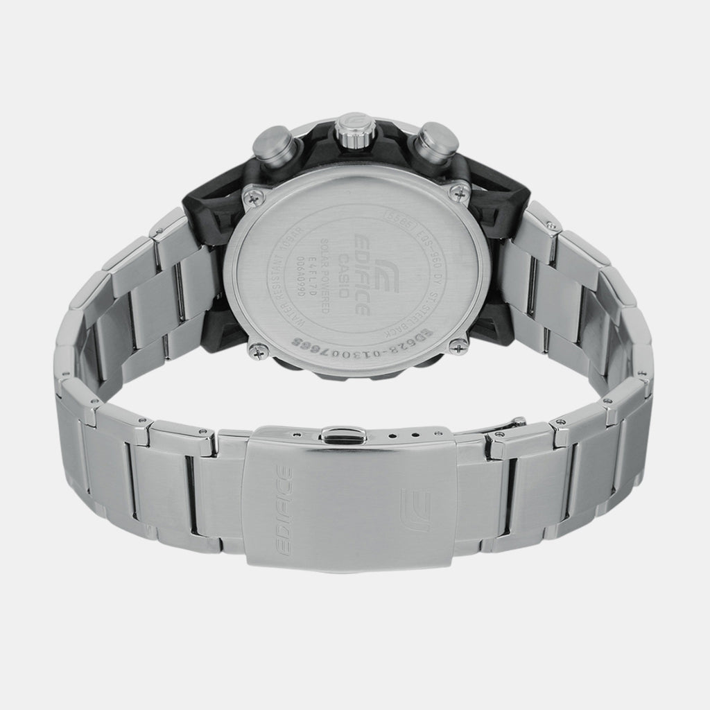 Edifice Men Quartz Silver Dial Chronograph Stainless Steel Watch ED628