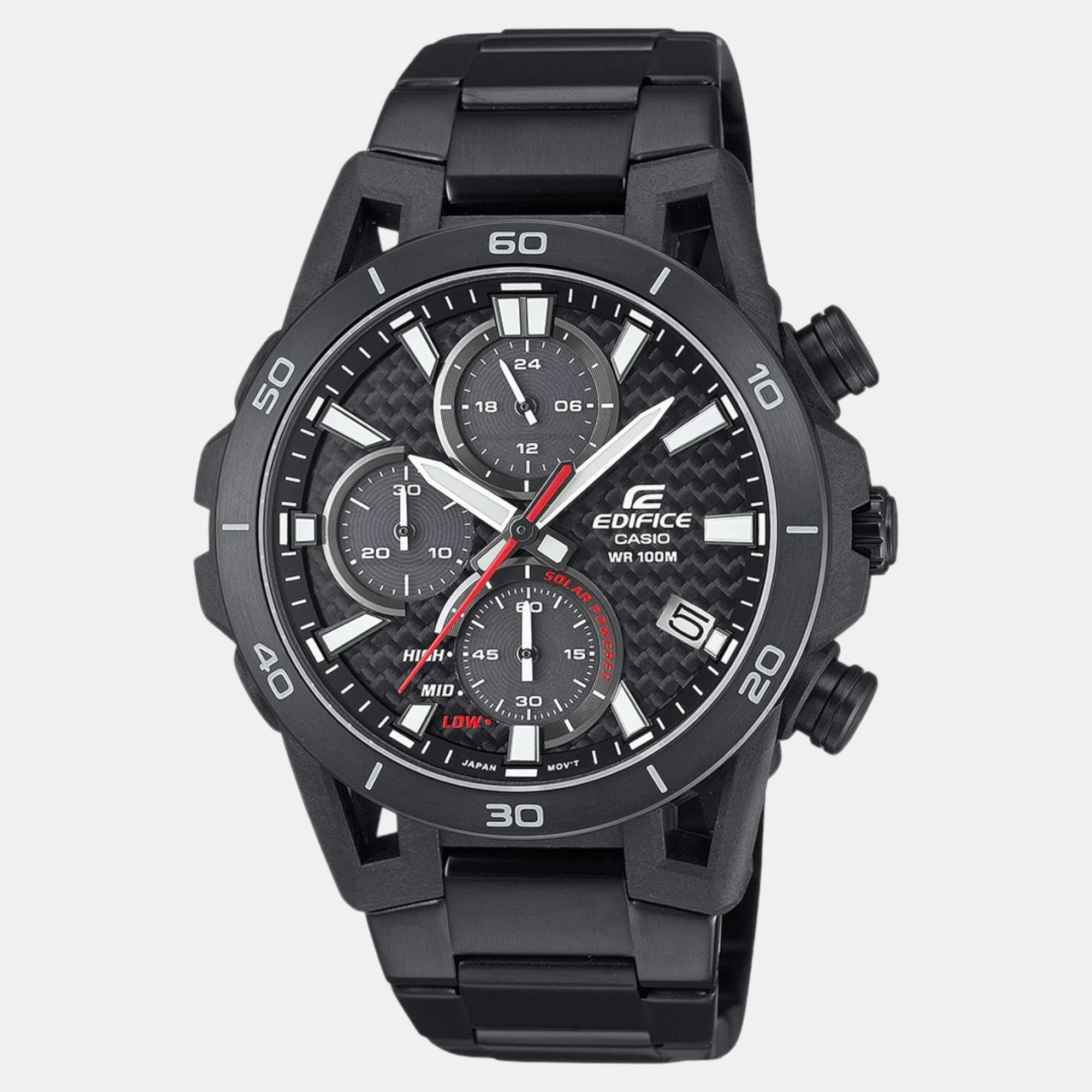 Edifice Men Quartz Black Dial Chronograph Stainless Steel Watch ED629
