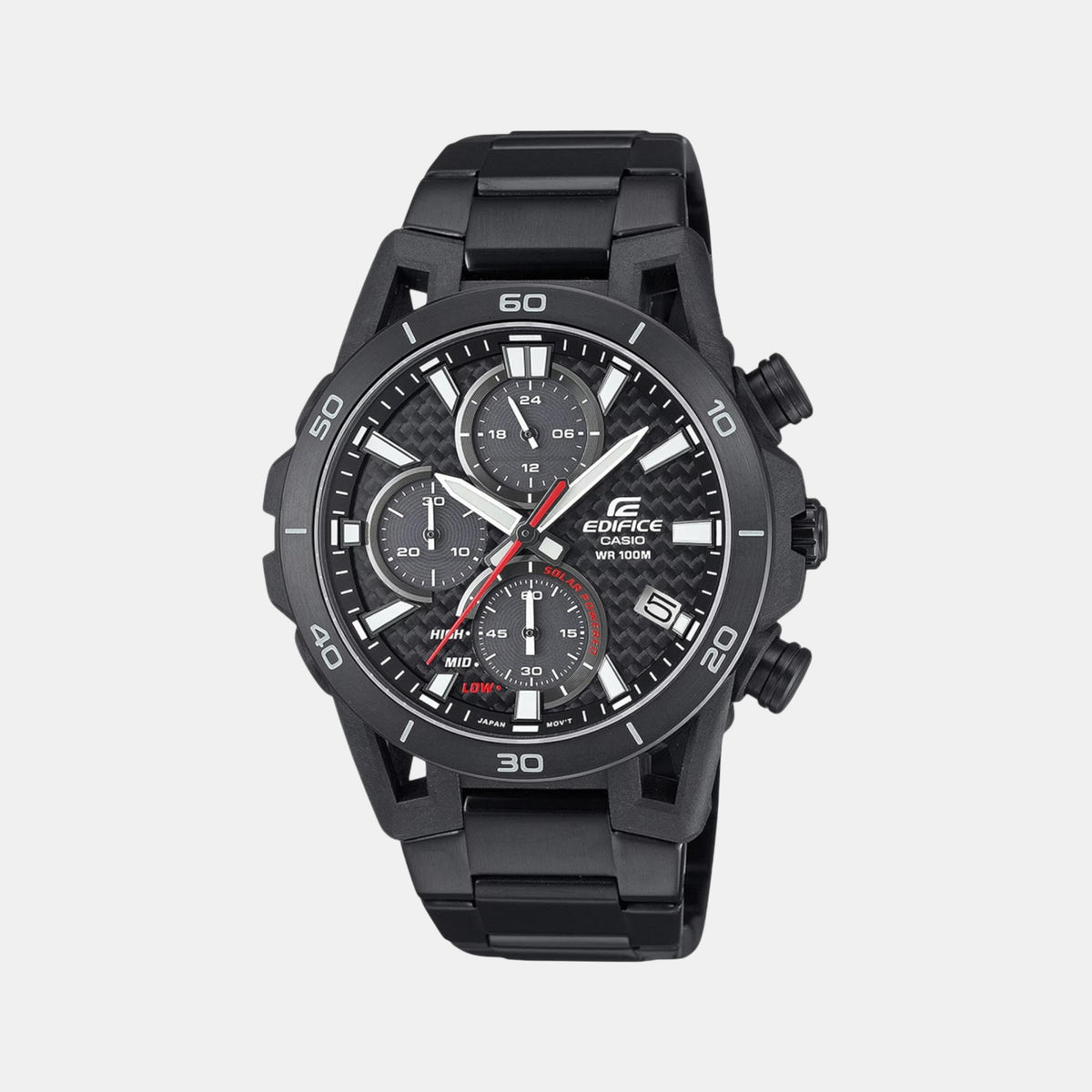 Edifice Men Solar Black Dial Chronograph Stainless Steel Watch ED629