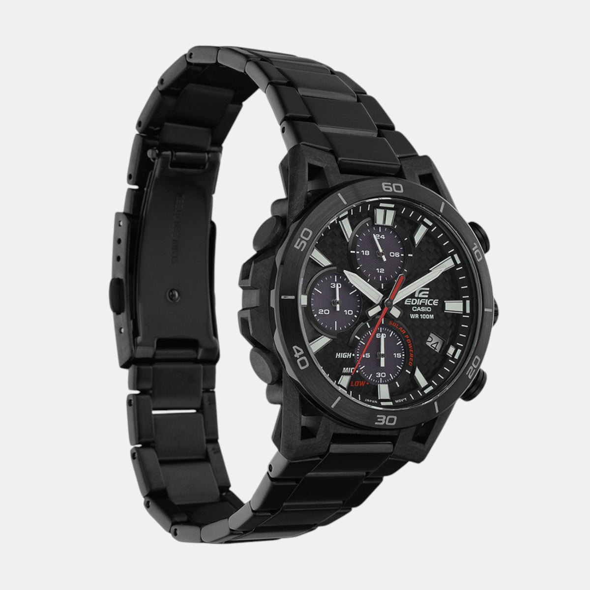 Edifice Men Solar Black Dial Chronograph Stainless Steel Watch ED629