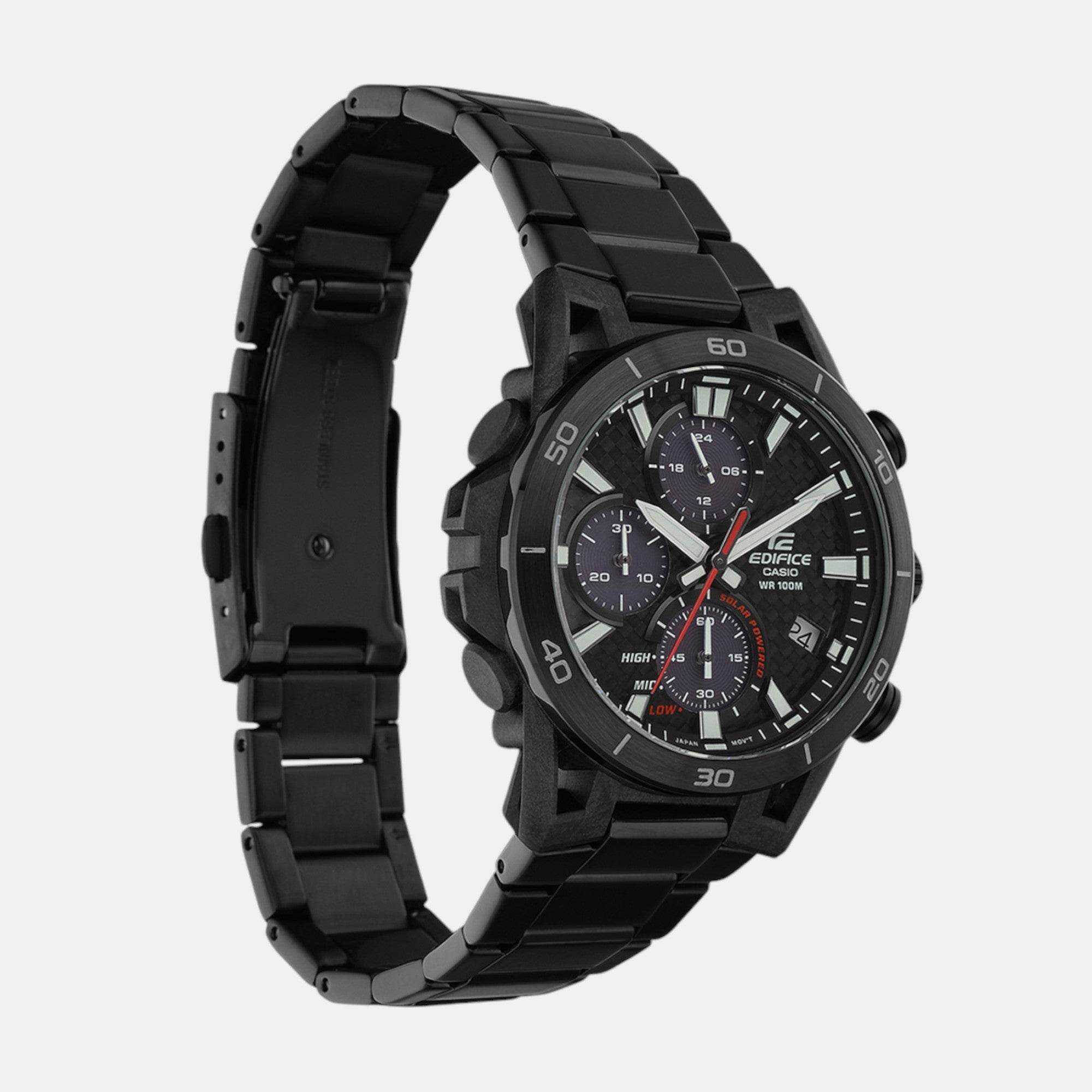 Edifice Men Quartz Black Dial Chronograph Stainless Steel Watch ED629