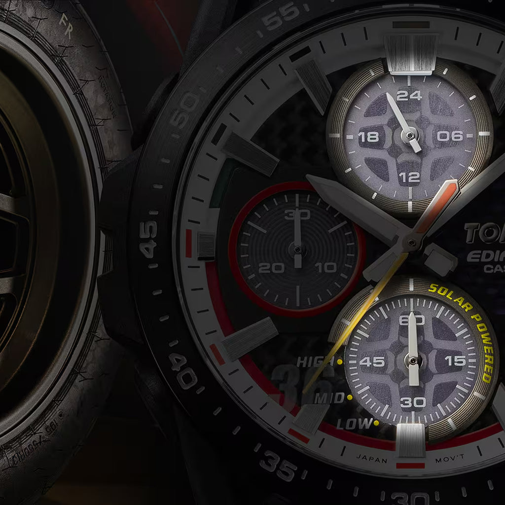 Edifice Men Quartz Black Dial Chronograph Leather Watch ED632