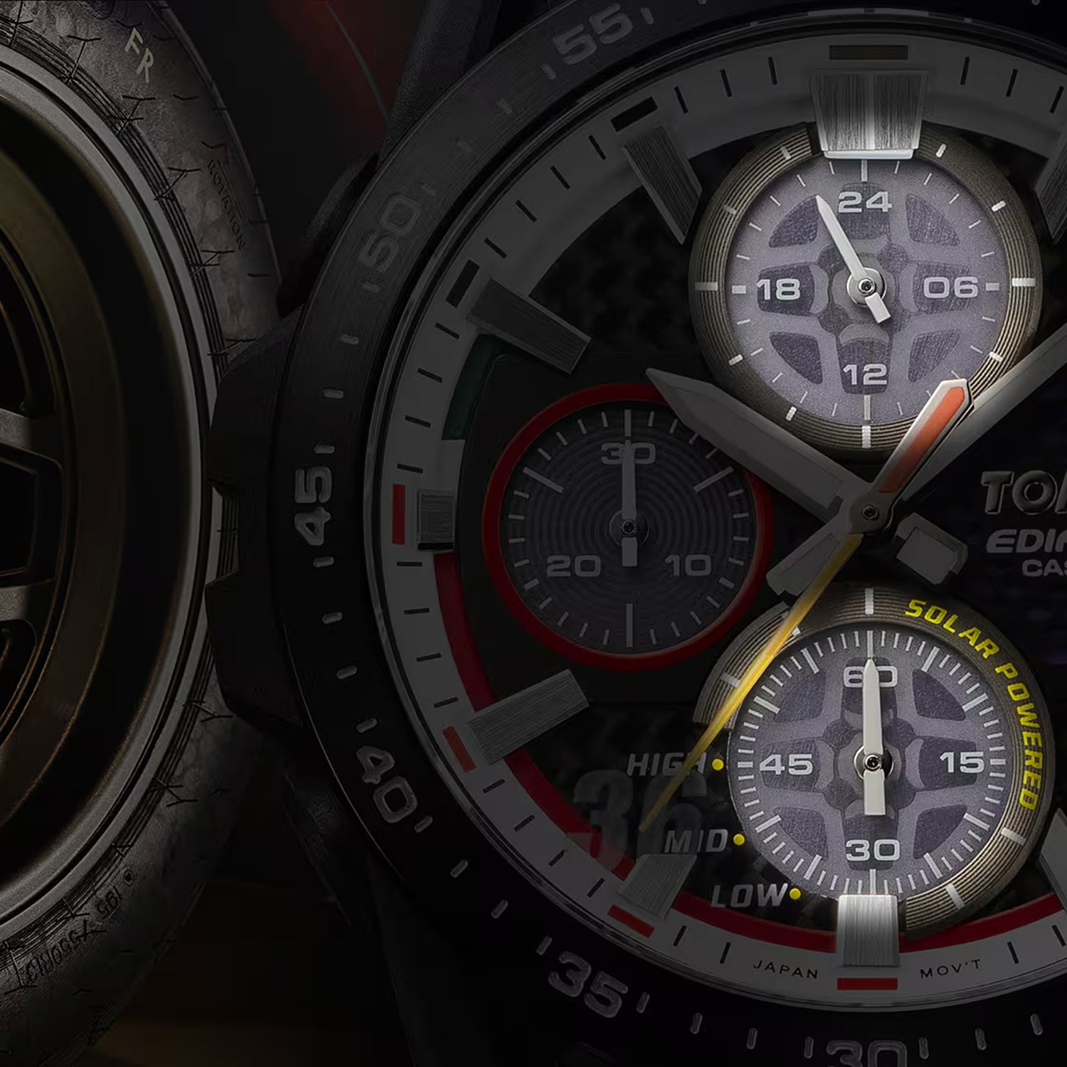 Edifice Men Quartz Black Dial Chronograph Leather Watch ED632