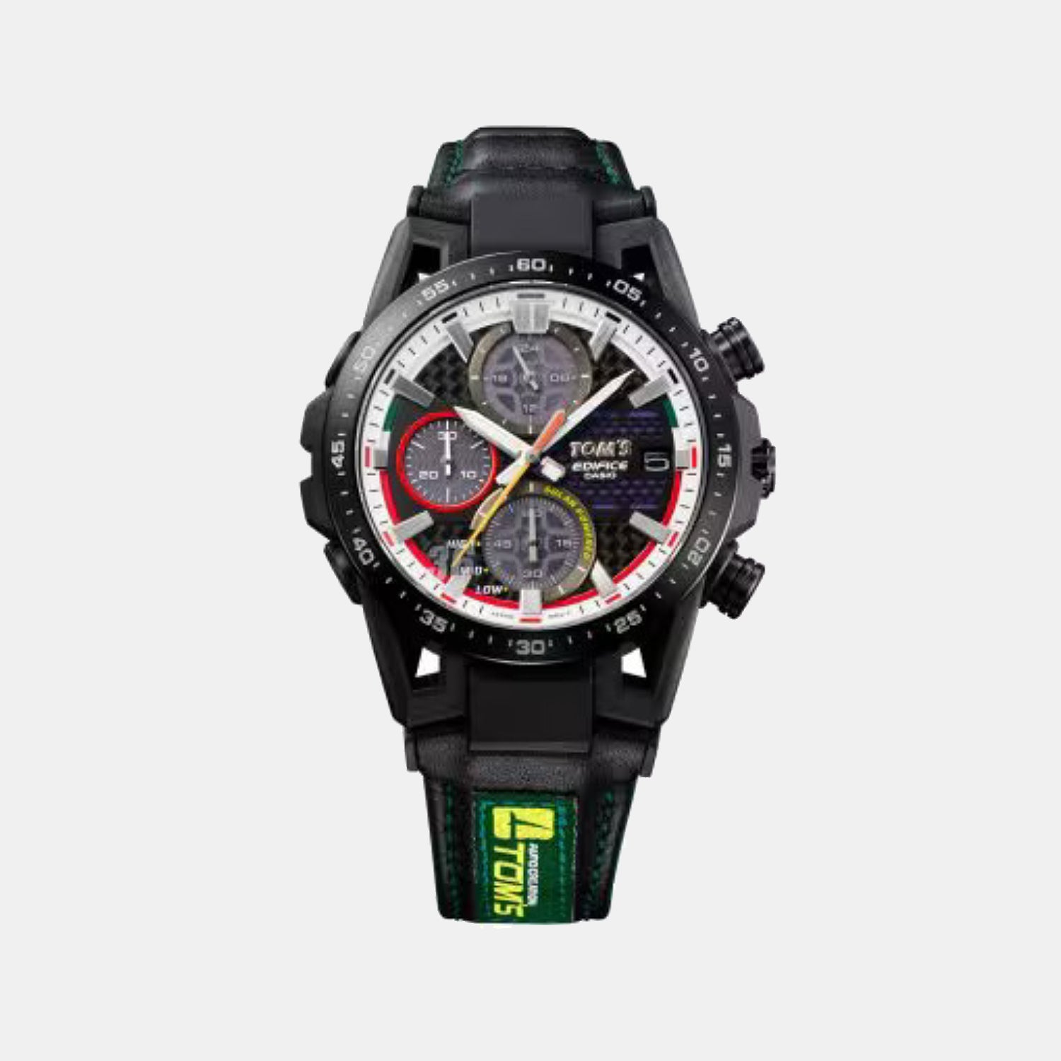 Edifice Men Quartz Black Dial Chronograph Leather Watch ED632