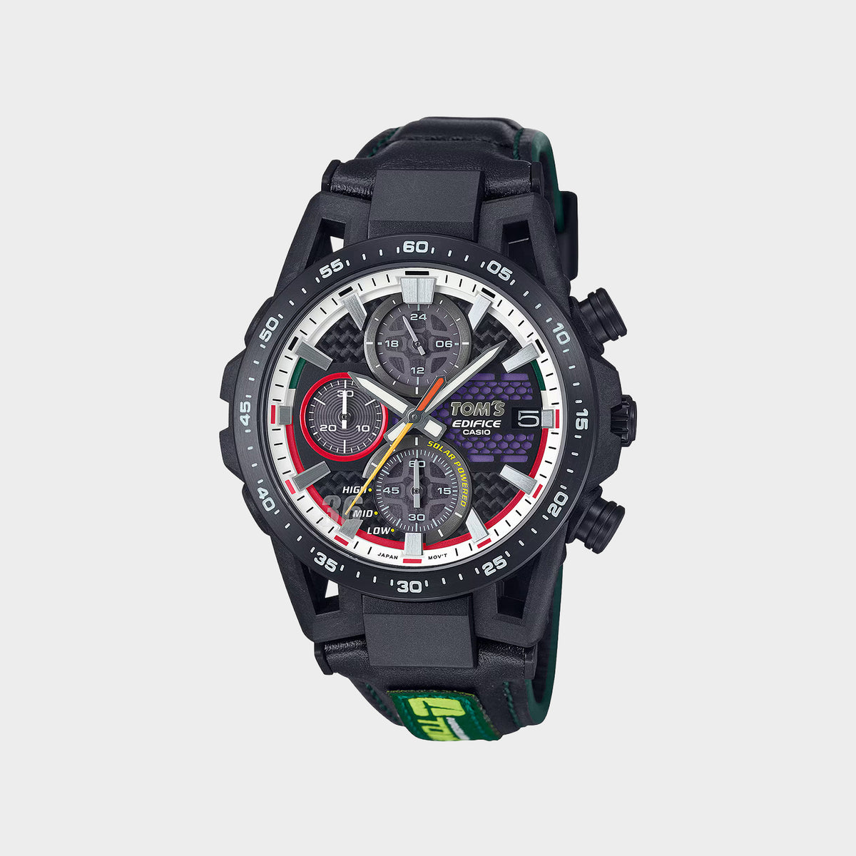 Edifice Men Quartz Black Dial Chronograph Leather Watch ED632 - Image 1