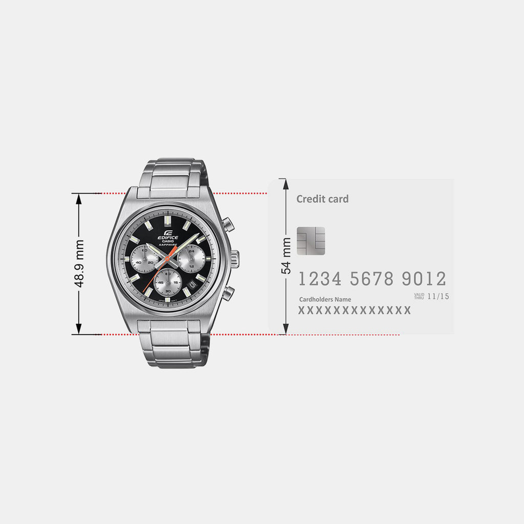 Edifice Men Quartz Black Dial Chronograph Stainless Steel Watch ED633