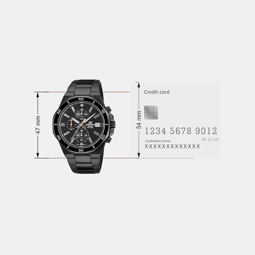 Edifice Men Quartz Black Dial Chronograph Stainless Steel Watch ED638