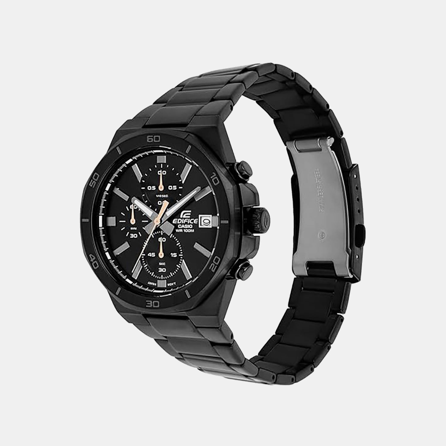 Edifice Men Quartz Black Dial Chronograph Stainless Steel Watch ED638