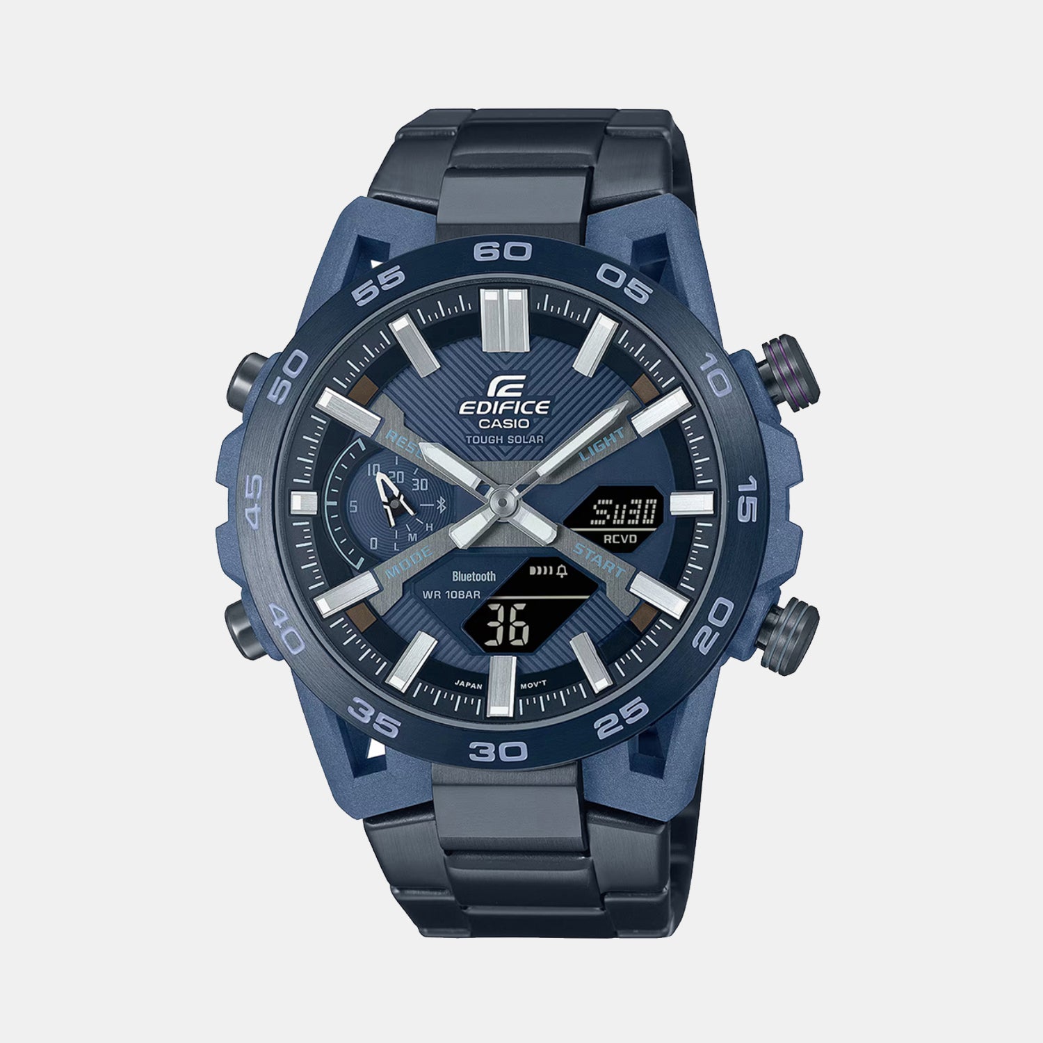 Edifice Men Quartz Navy Blue Dial Analog-Digital Stainless Steel Watch ED639