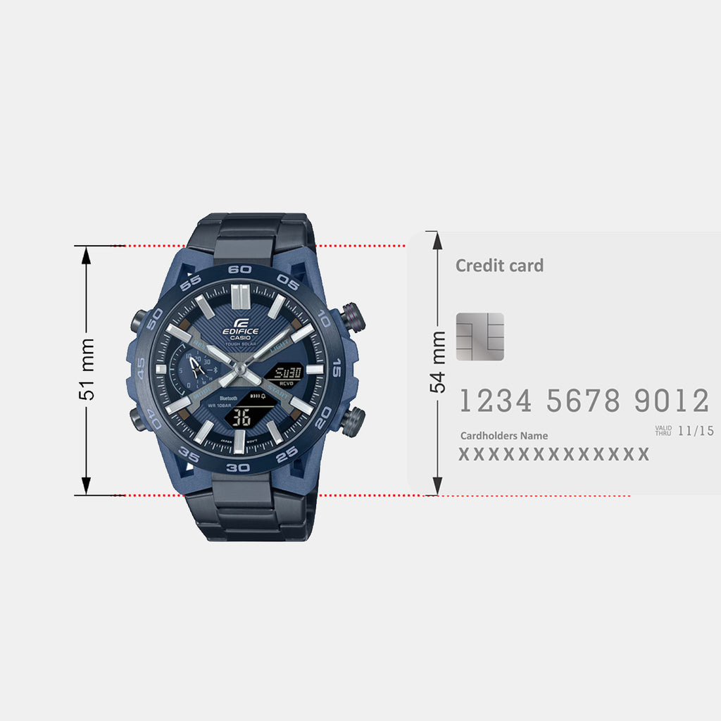 Edifice Men Quartz Navy Blue Dial Analog-Digital Stainless Steel Watch ED639