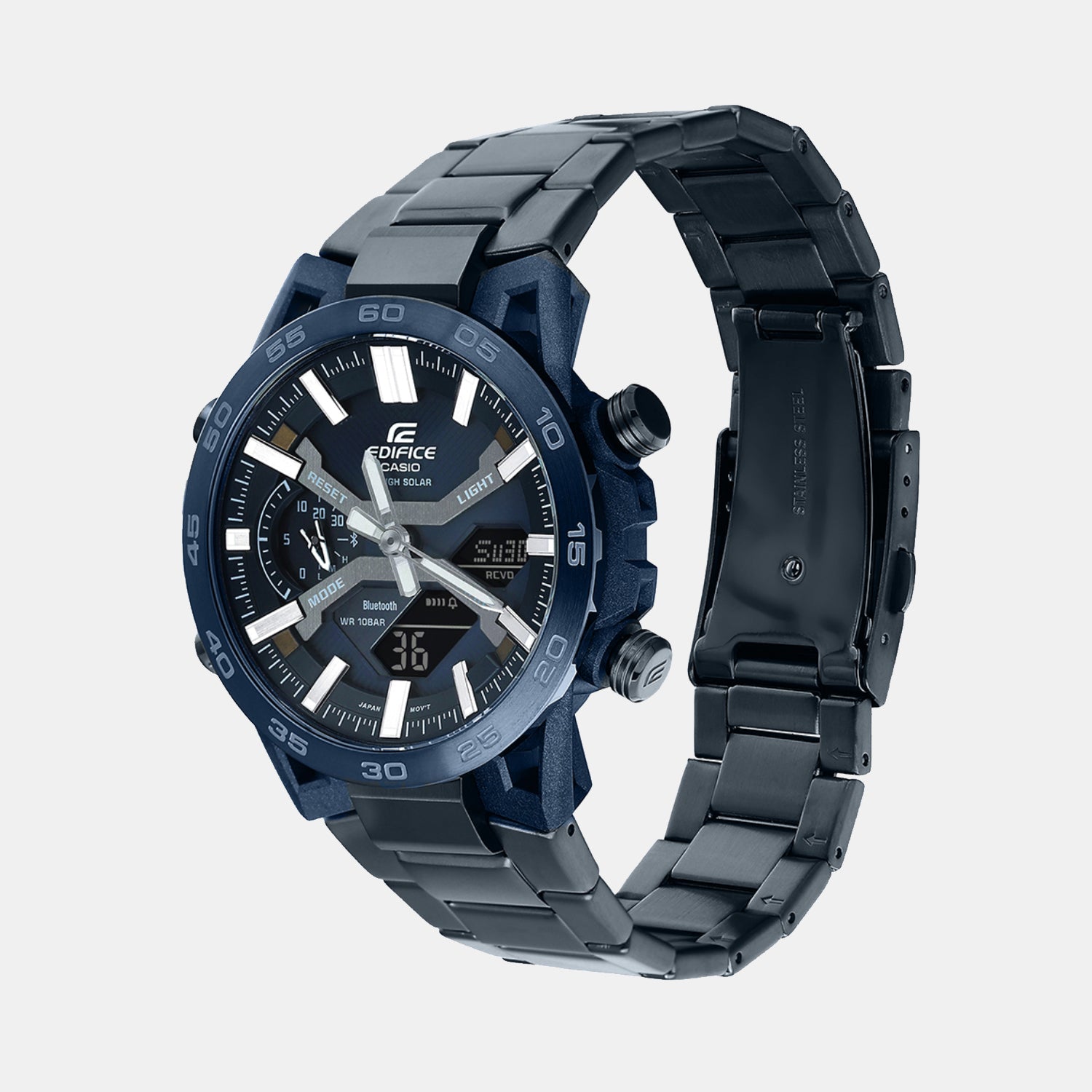 Edifice Men Quartz Navy Blue Dial Analog-Digital Stainless Steel Watch ED639