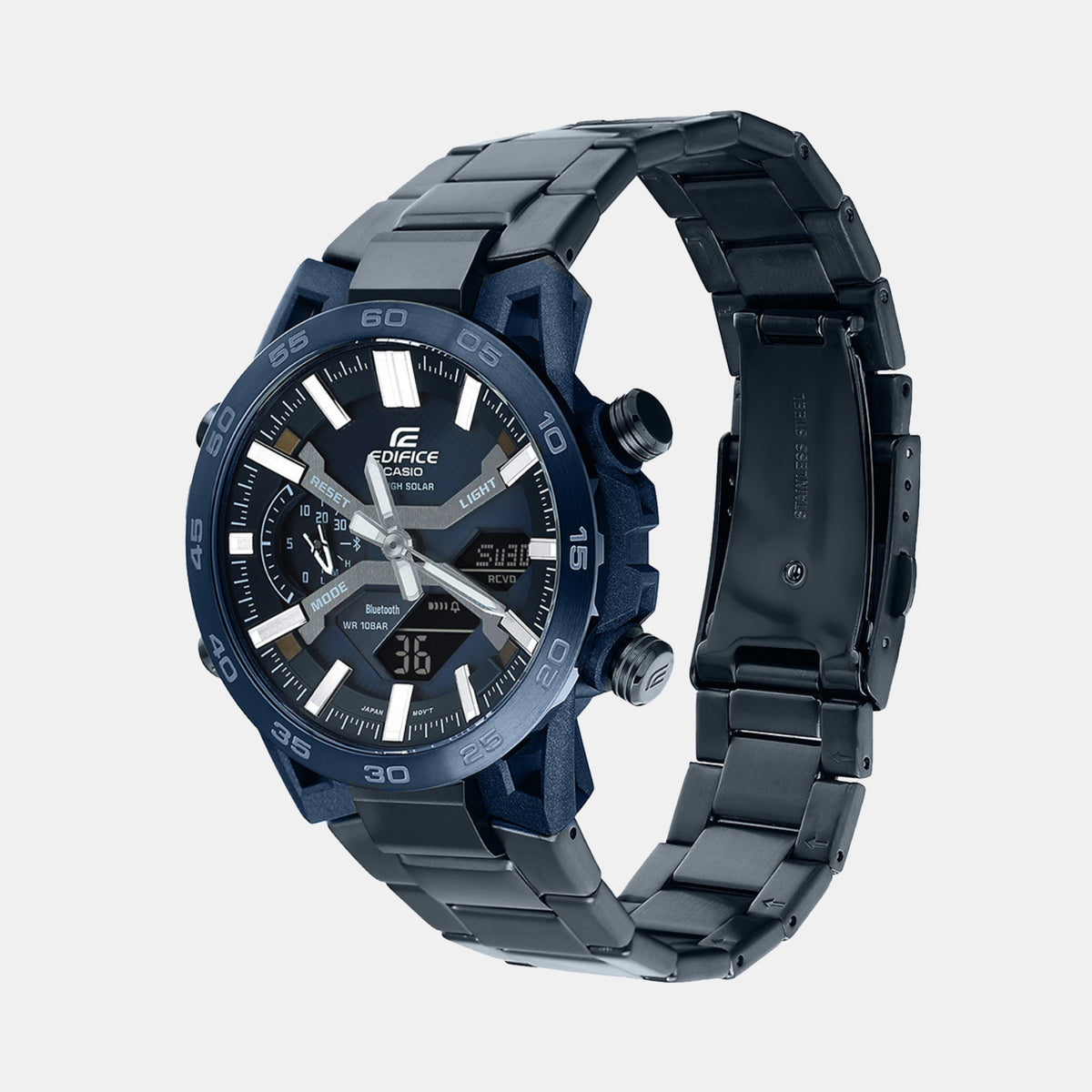 Edifice Men Quartz Navy Dial Analog-Digital Stainless Steel Watch ED640