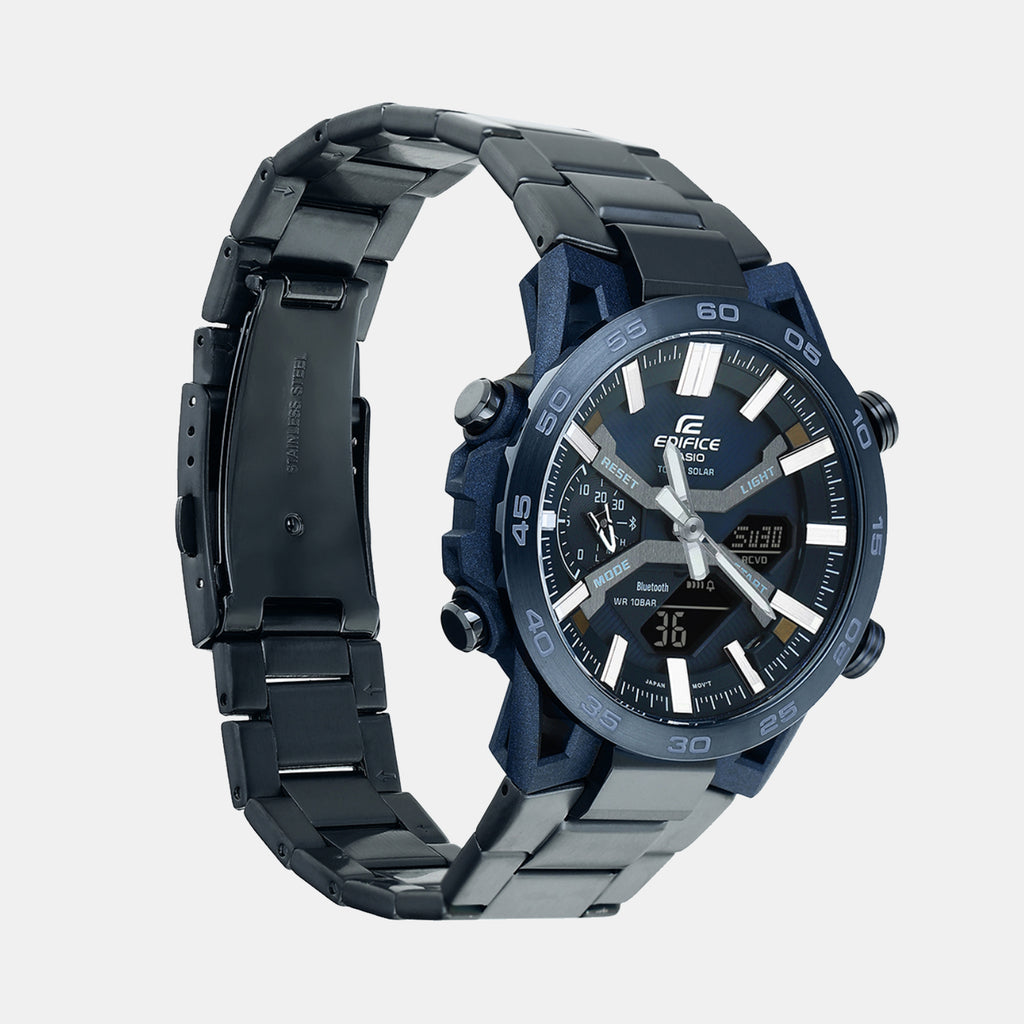 Edifice Men Quartz Navy Blue Dial Analog-Digital Stainless Steel Watch ED640