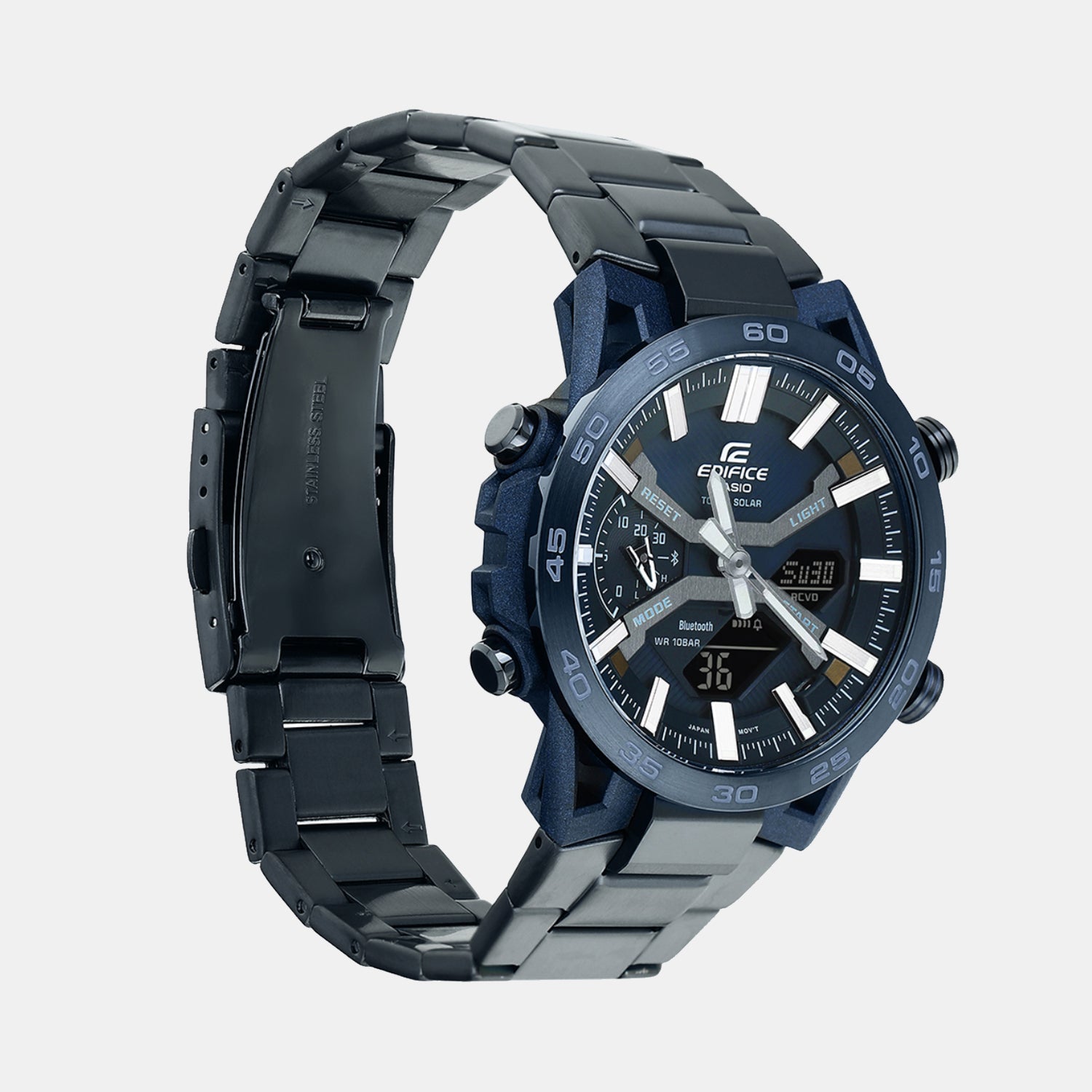 Edifice Men Quartz Navy Blue Dial Analog-Digital Stainless Steel Watch ED640