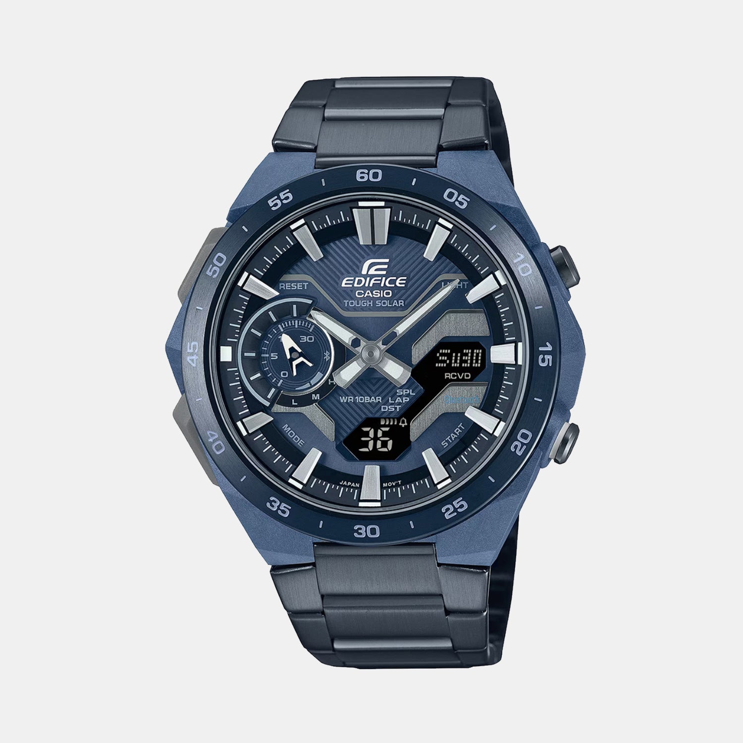 Edifice Men Quartz Navy Blue Dial Analog-Digital Stainless Steel Watch ED640