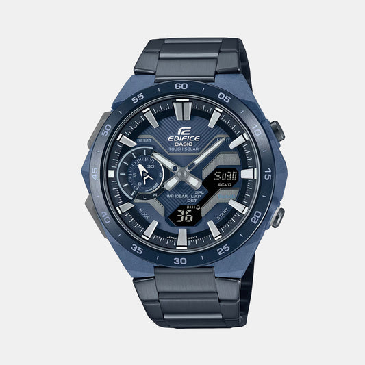 Edifice Men Quartz Navy Blue Dial Analog-Digital Stainless Steel Watch ED640