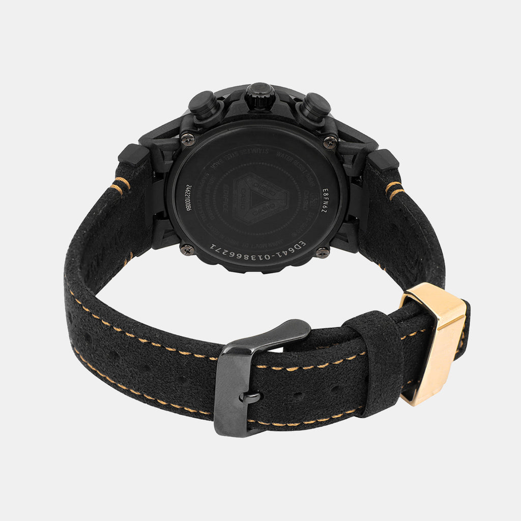 Edifice Men Quartz Black Dial Chronograph Alcantara Watch ED641