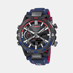 Edifice Men Quartz Black Dial Analog-Digital Alcantara Watch ED642