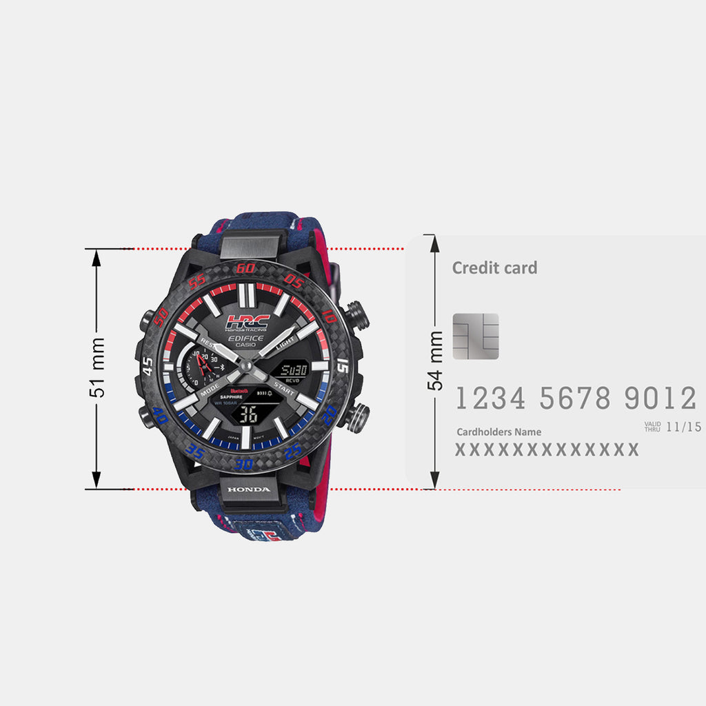 Edifice Men Quartz Black Dial Analog-Digital Alcantara Watch ED642