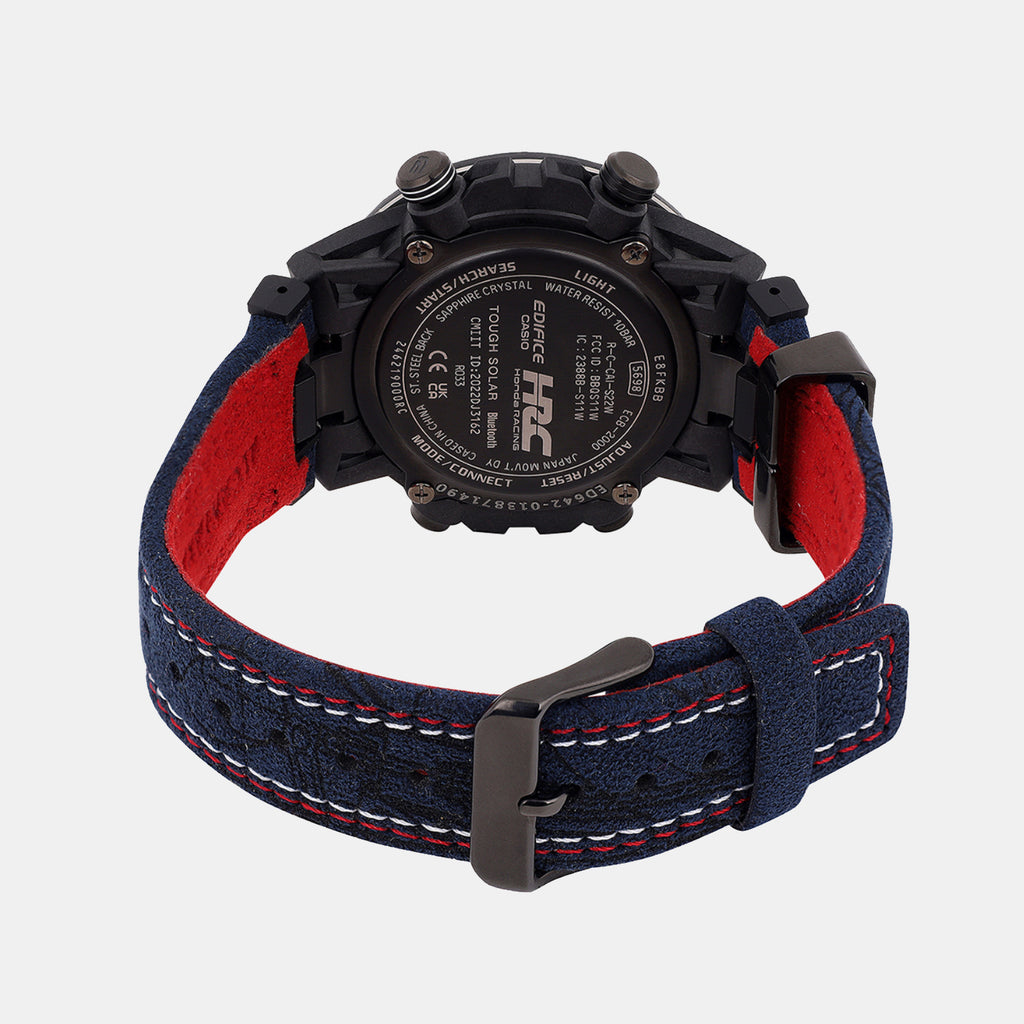 Edifice Men Quartz Black Dial Analog-Digital Alcantara Watch ED642