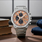 Edifice Men Quartz Orange Dial Chronograph Stainless Steel Watch ED644