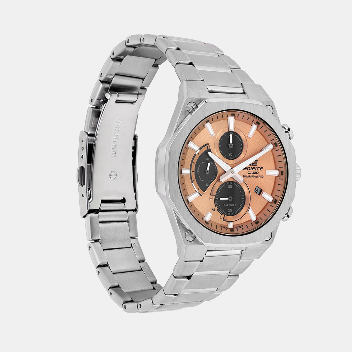 Edifice Men Quartz Orange Dial Chronograph Stainless Steel Watch ED644