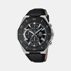Edifice Men Quartz Black Dial Analog Leather Watch ED645