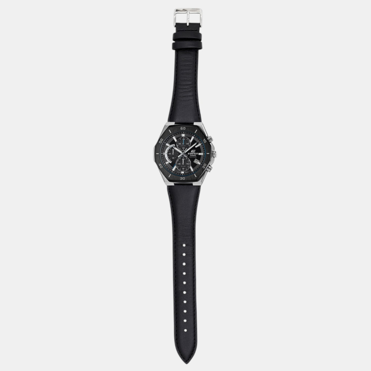 Edifice Men Quartz Black Dial Analog Leather Watch ED645