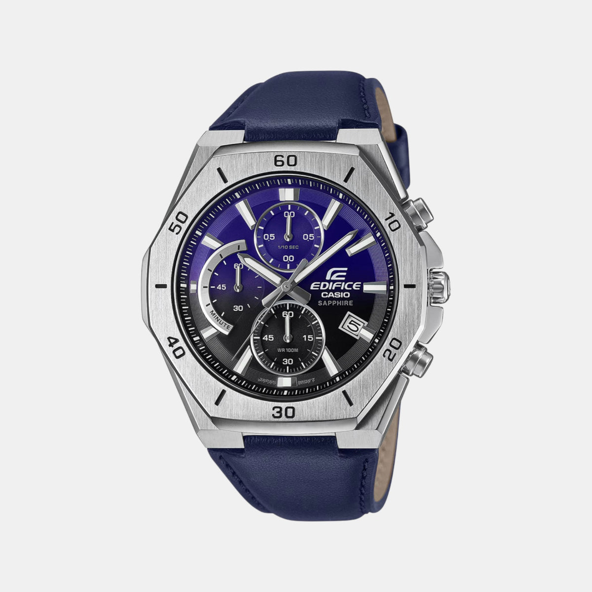 Edifice Men Quartz Black Dial Analog Leather Watch ED646