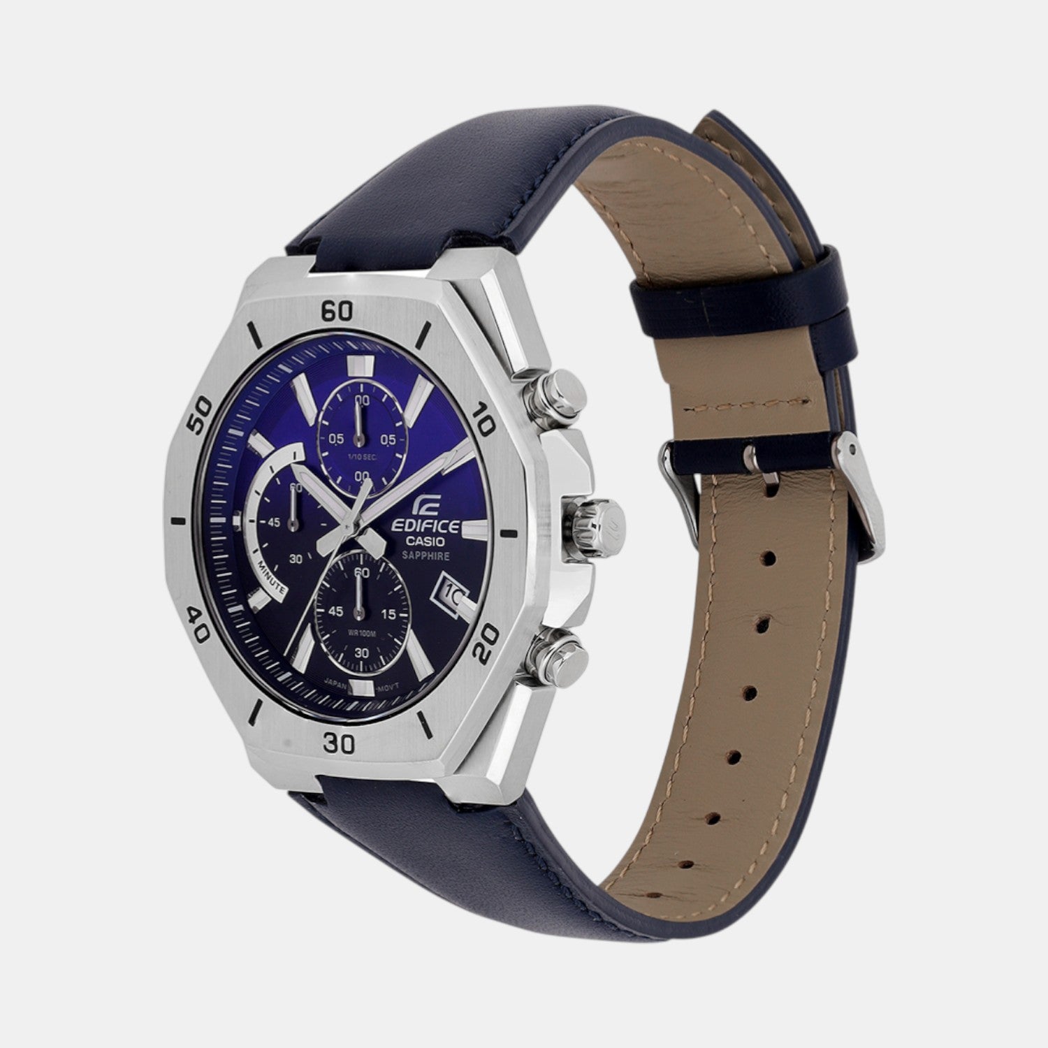 Edifice Men Quartz Black Dial Analog Leather Watch ED646