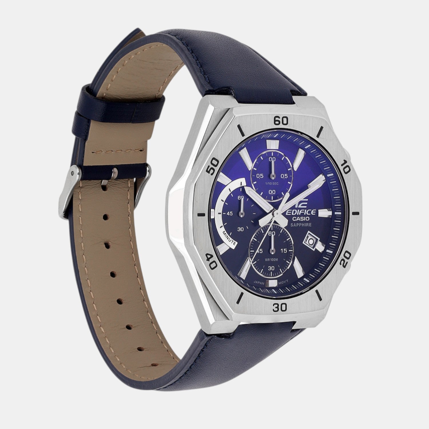 Edifice Men Quartz Black Dial Analog Leather Watch ED646