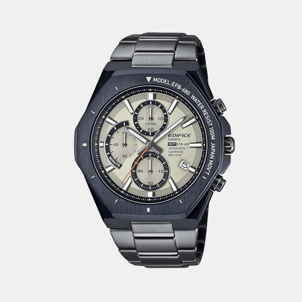 Edifice Men Quartz Cream Dial Chronograph Stainless Steel Watch ED647