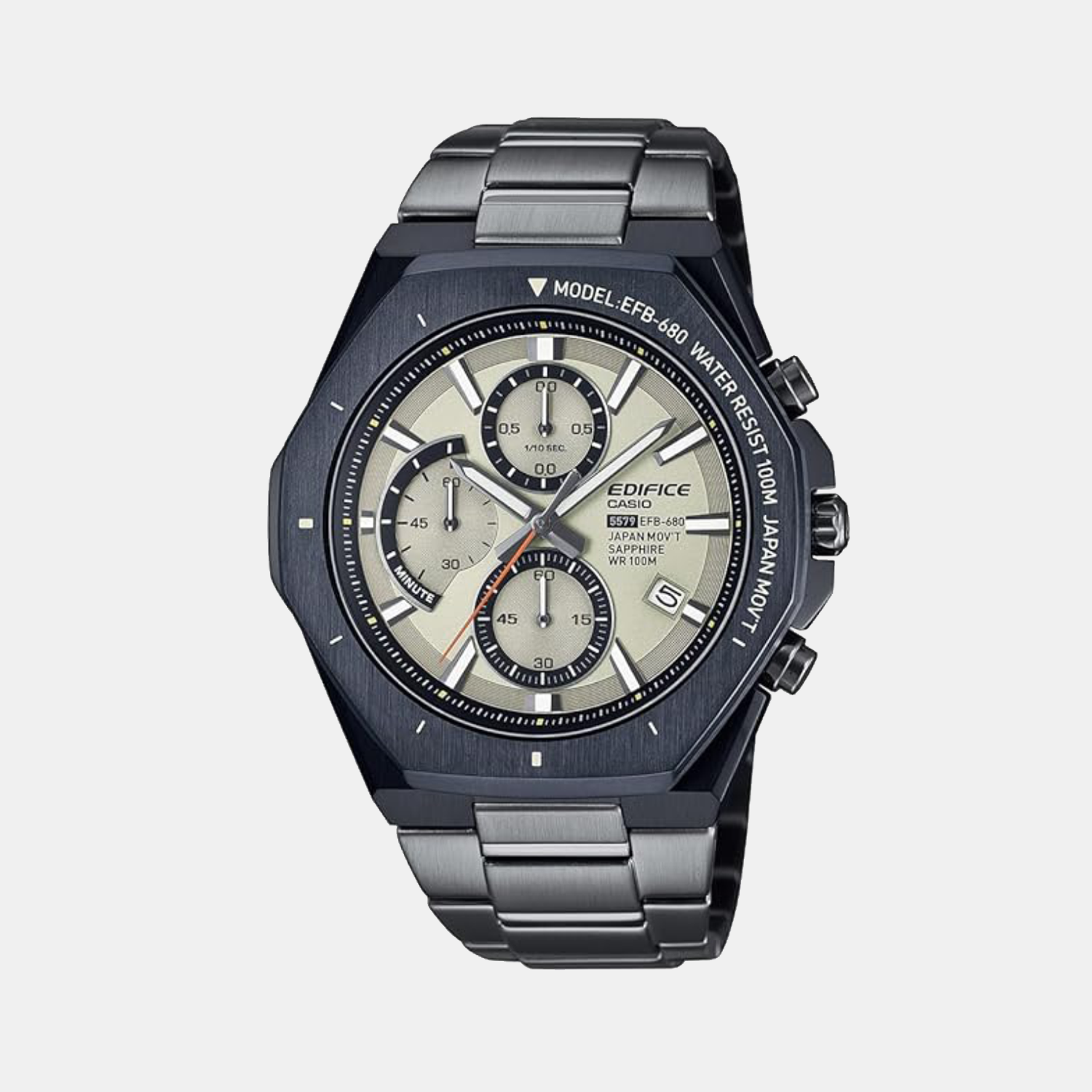 Edifice Men Quartz Cream Dial Chronograph Stainless Steel Watch ED647