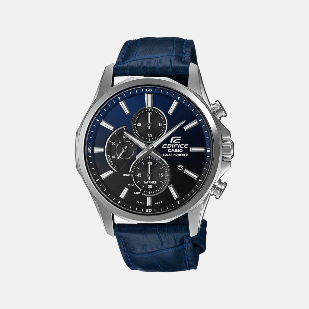 Edifice Men Quartz Blue Dial Analog Leather Watch ED648