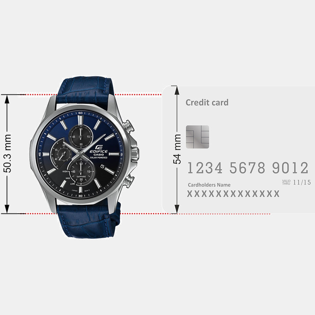 Edifice Men Quartz Blue Dial Analog Leather Watch ED648