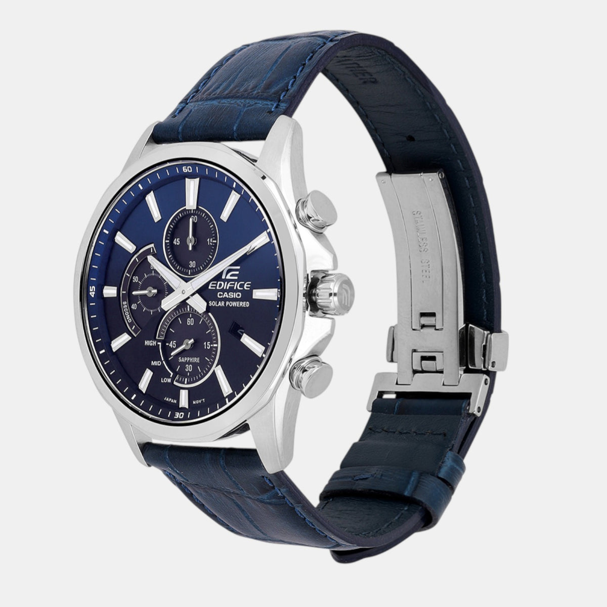 Edifice Men Quartz Blue Dial Analog Leather Watch ED648