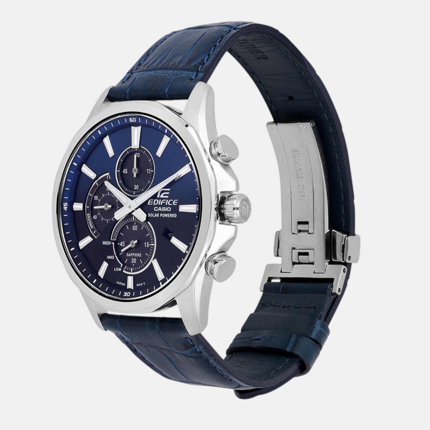 Edifice Men Quartz Blue Dial Analog Leather Watch ED648