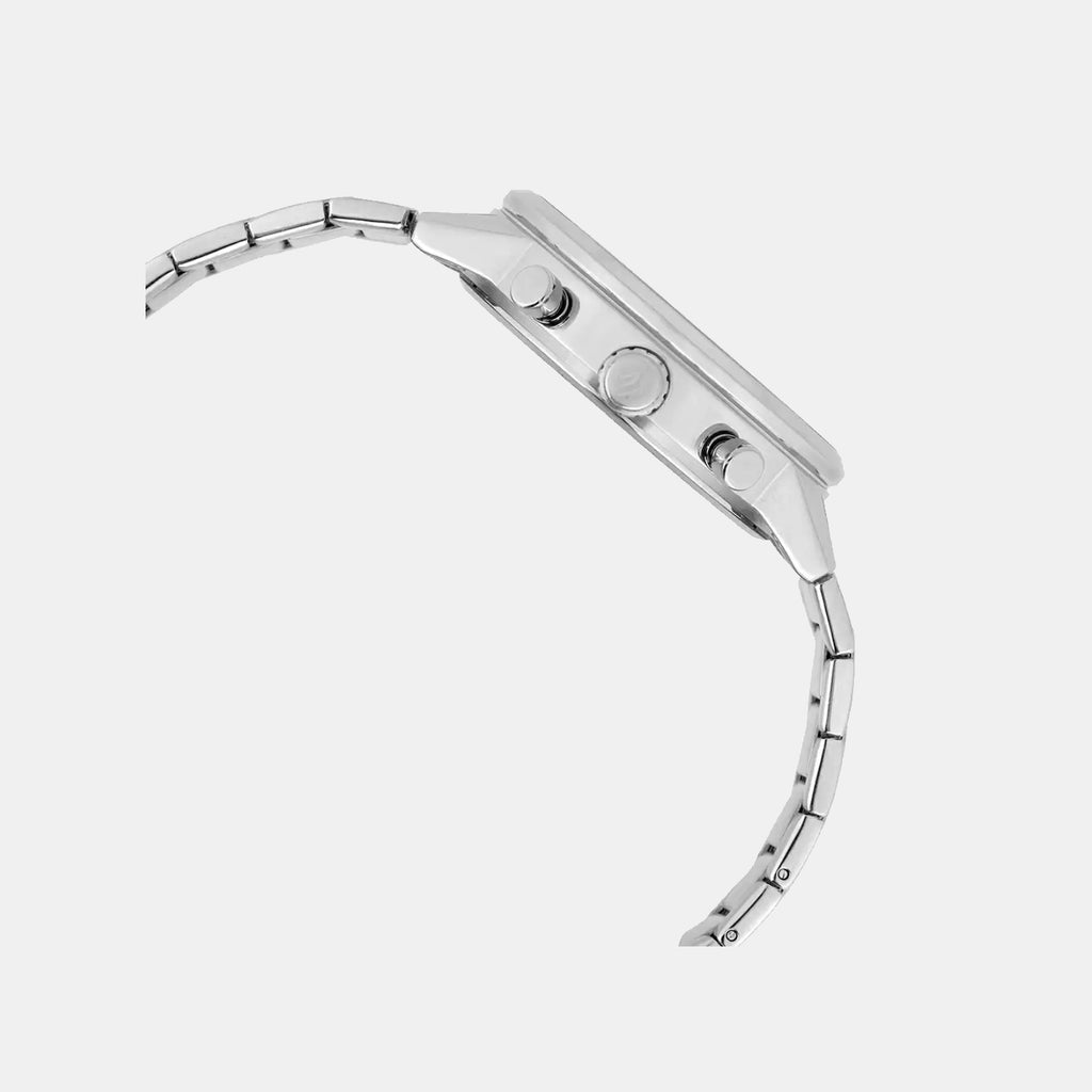 Edifice Men Quartz Black & White Dial Multi-Function Stainless Steel Watch ED655