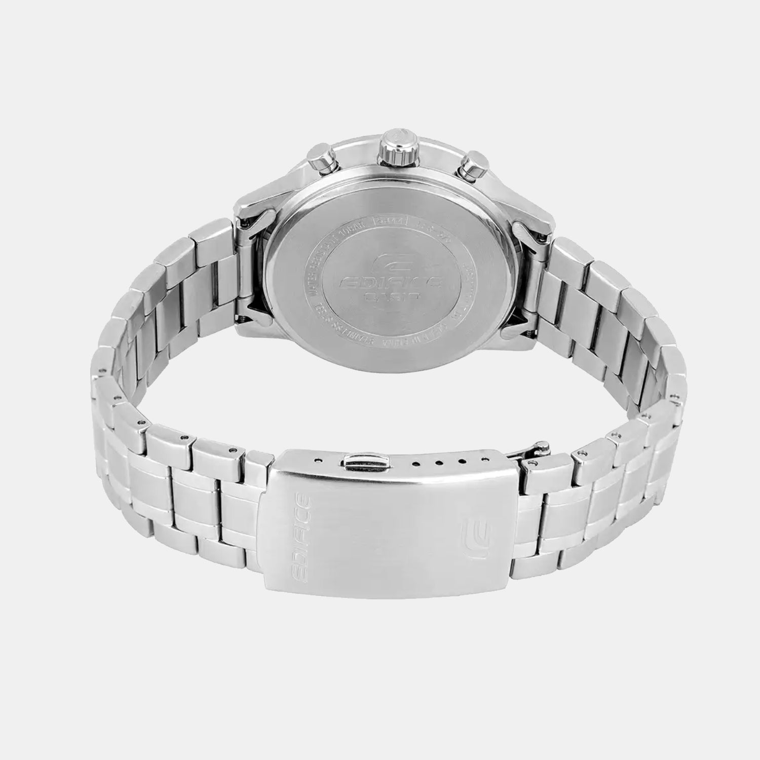 Edifice Men Quartz Black & White Dial Multi-Function Stainless Steel Watch ED655