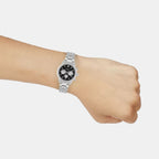 Edifice Men Quartz Black & White Dial Multi-Function Stainless Steel Watch ED655