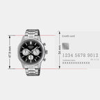 Edifice Men Quartz Black & White Dial Multi-Function Stainless Steel Watch ED655