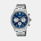 Edifice Men Quartz Blue & White Dial Multi-Function Stainless Steel Watch ED656